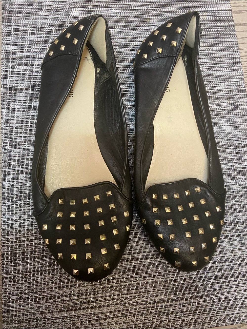Call It Spring Black Pointed Studded Ballet Flats